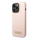 Pouzdro Guess Silicone Metal Logo MagSafe Kompatibilní iPhone 14 Pro růžové