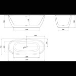 MEXEN/S - Luvo Slim volně stojící vana 170 x 75, bílá, sifon a přepad měď kartáčovaná 52801707500-65