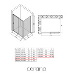 CERANO - Sprchový kout Varone LINE L/P - 6 mm - černá matná, grafitové sklo - 130x100x195 - posuvný CER-8050BD7223