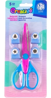 Astra Creativo nůžky a děrovačky modro-růžové / Sada nůžek a děrovaček / 5 ks / ozdobné vzory / 10 mm (334025902)