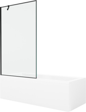 MEXEN/S - Cubik obdélníková vana 150 x 70 cm s panelem + vanová zástěna 100 cm, černá vzor 550315070X9510007070