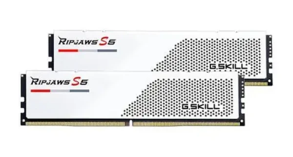 G.Skill Ripjaws S5 White 64GB (2x32GB) 5600MHz / Operační paměť / DDR5 / CL36 / DIMM / XMP 3.0 / 1.25V (F5-5600J3636D32GX2-RS5W)