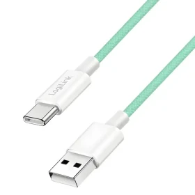 LogiLink USB-A - USB-C 1,5m zelená / Nylonový kabel / USB 2.0 / 60 W / Rychlonabíjení (CU0328)