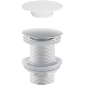 CERANO Umyvadlová výpusť - 5/4“ click-clack bez přepadu + kryt z litého mramoru - 10/60mm - bílá matná