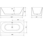 MEXEN/S - Mia volně stojící rohová vana levá 160 x 75, bílá, sifon a přepad kartáčované zlato 52691607500L-55