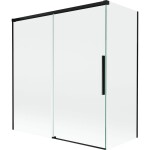 MEXEN/S - Rox vanová zástěna 2-křídlová posuvná 150 + 70 x 150, transparent, černá 8C9-150-070-70-00