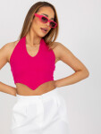 Fuchsiový žebrovaný základní crop top RUE PARIS Velikost: