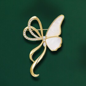 Brož ve tvaru motýla s perleťovými křídly Michell, Zlatá