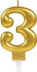 Narozeninová svíčka zlatá 3 /výška 9,3 cm/ - EPEE