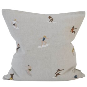 Fine Little Day Lněný povlak na polštář Surfers Embroidered 48 x 48 cm, béžová barva, textil