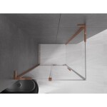 MEXEN/S - Velar L sprchový kout, posuvné dveře 90 x 110, transparent, růžové zlato 871-090-110-03-60