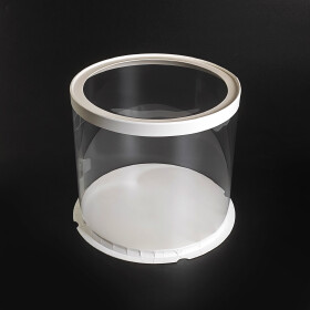 Cake star dortový box bílý kulatý s průhledným víkem 26,5x24cm