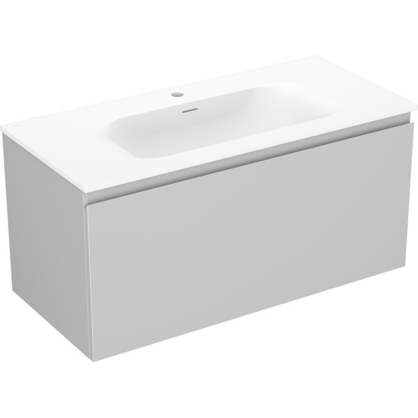 MEXEN/S - Orio koupelnová skříňka 100 cm s umyvadlem Vela, 1 šuplík, šedá mat/bílá mat 91A10-10047-1-BF62-W23M01
