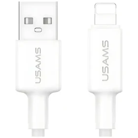 USAMS U90 bílá / Datový kabel / USB-A - Lightning / 2,4 A / 1 m (SJ762USB01)