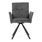 Židle jídelní, šedá látka, černý kov, otočný mechanismus 90°/90° (L/P) - funkce reset