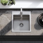 REA - Ocelový dřez Leo 40 BRUSH NICKEL s kuchyňskou baterií KPL-96000