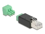 DeLock černá, zelená / Adaptér / RJ45 (M) na svorkovnici 3 pin / AWG 26/16 / plastové tělo (66607)