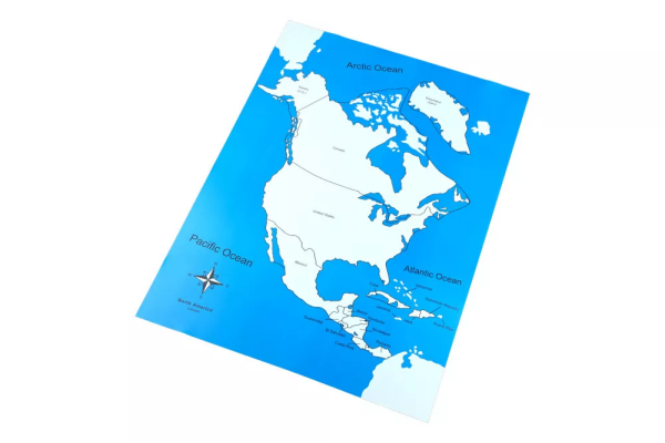Moyo Montessori Moyo Montessori Kontrolní mapa - Severní Amerika Nová - s popisky