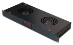 XtendLan 19" černá / Ventilační jednotka / 1U / 2x ventilátor / LCD displej / Termostat (SFAN1U2T-B-EK)