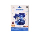 Dortisimo Foliové balónky Srdíčko a hvězda s modrými a průhlednými kulatými balónky (8 ks)