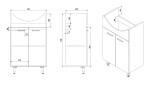 AQUALINE - ZOJA umyvadlová skříňka 50,5x74x30cm, dub platin 51057