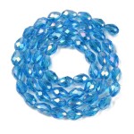 Skleněný korálek - kapka - modrá - 15 x 10 mm - 1 ks