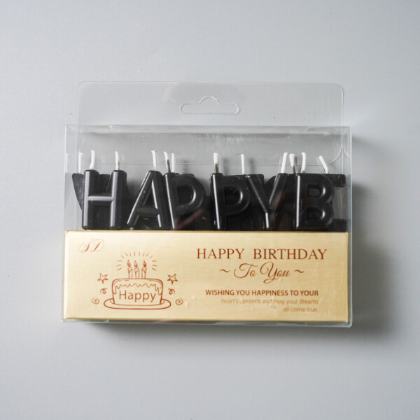 Dortové svíčky "Happy Birthday" černé 13ks