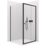 CERANO - Sprchový kout Varone POINT L/P - 6 mm - černá matná, transparentní sklo - 130x100x195 - posuvný CER-DY505B-130100