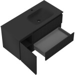 MEXEN/S - Rivel koupelnová skříňka 120 cm s umyvadlem Vela pravá, 2S, 1D, reliéf, černá mat 91A23-10047-3-BBFFF71-W23P71