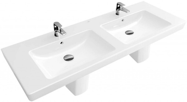 VILLEROY & BOCH - Subway 2.0 Dvojumyvadlo 130x47 cm, s přepadem a otvory pro baterie, bílá 7175D001