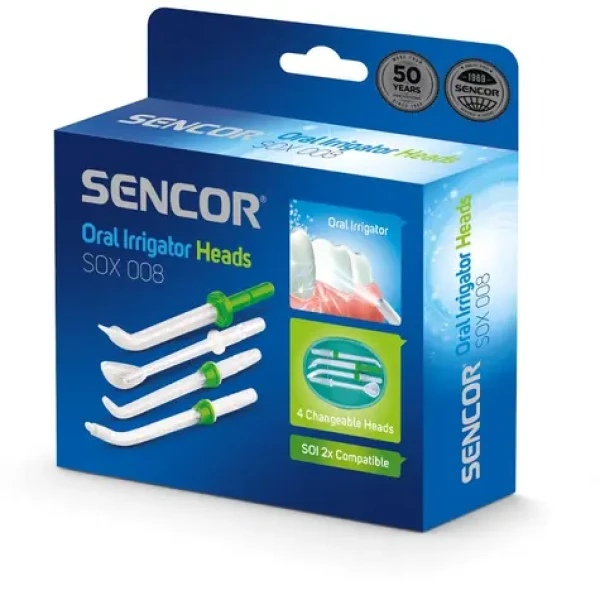 SENCOR SOX 008 Náhradní hlavice pro ústní sprchu bílá (4ks) / pro SENCOR SOI 2x (8590669274086)