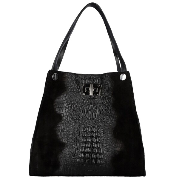 Luxusní dámská kožená kabelka na rameno Cynthia, černá