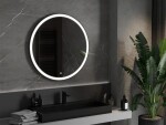 MEXEN - Esso zrcadlo s osvětlením 90 cm, LED 6000K černý rám 9825-090-090-611-70