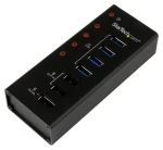 StarTech USB 3.0 Hub 7 portů černá / USB hub / 4x USB-A 3.0 / 3x nabíjecí port / hliníkové tělo (ST4300U3C3)