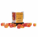 Sada kostek Chessex Gemini 12 mm D6 Transculent Red-Yellow/Gold - 36 ks