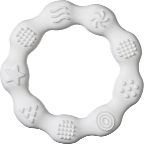 Kousátko kolečko silikon 8cm bílé v sáčku 11x15cm 3m+