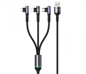 Baseus 3v1 66W / Nabíjecí a datový kabel / Lightning / USB-C / MicroUSB / pravoúhlý (1DJ7155)