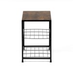 Botník, 2 police, MDF, dekor staré dřevo sonoma, černý kov