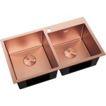 MEXEN - Xorin ocelový dřez 2-bowl 780 x 450 mm, měď 6441782000-65