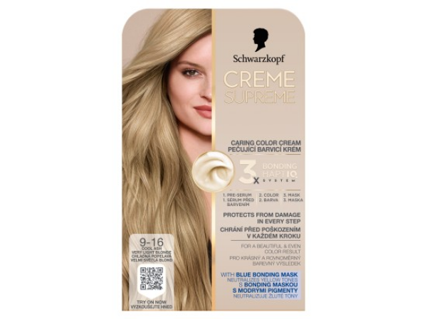 Schwarzkopf Creme Supreme Pečující barvicí krém 9-16 chladná popelavá velmi světlá blond