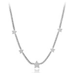 Ocelový choker náhrdelník Patricia - chirurgická ocel, hvězdy, Stříbrná 38 cm + 5 cm (prodloužení)