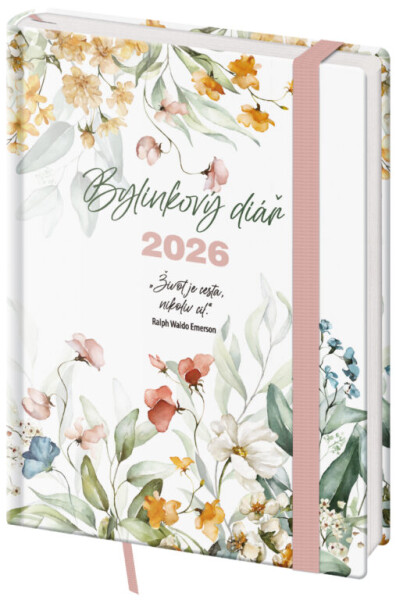 Týdenní diář 2026 Helma B6 - Bylinkový Flowers s gumičkou