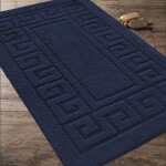 DumDekorace Dvoudílná koupelnová sada MONTANA ETHNIC v safírově modré barvě Šířka: 50 cm | Délka: 80 cm