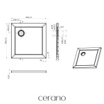 CERANO - Sprchová vanička čtvercová Brio - SMC/minerální kompozit - strukturovaná bílá - 70x70x4 CER-679499