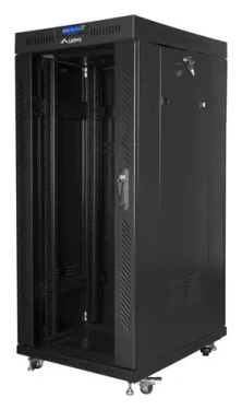 Lanberg 27U 19" černý / Stojanový rozvaděč / 600x800 mm / Flat pack / Skleněné dveře / LCD (FF01-6827-12BL)