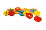 Moyo Montessori Moyo Montessori Barevné kruhové cihly s různými tvary uvnitř