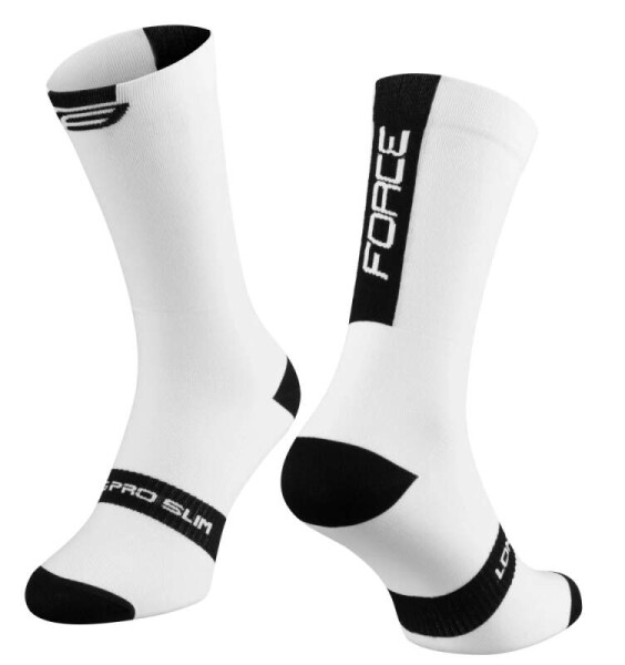 Ponožky FORCE LONG PRO SLIM, bílo-černé (barva bilo-černá, velikost S/M)