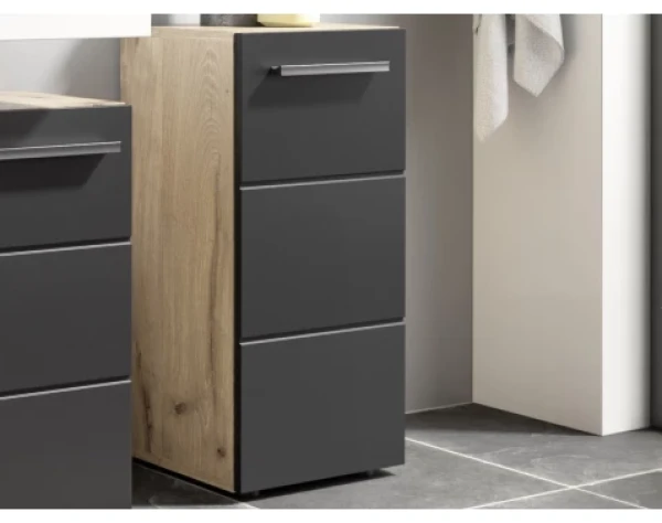 Koupelnová stojací skříňka Vista 34 cm, dub viking/černá