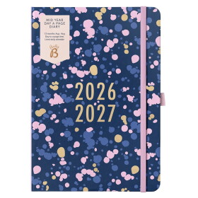 Busy B Denní diář Navy Spatter Day a Page A5 2026/27, modrá barva, papír
