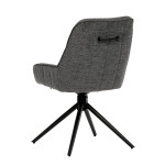Židle jídelní a konferenční, tmavě šedá látka, černé kovové nohy, otočná P90°+ L 90° s vratným mechanismem - funkce res